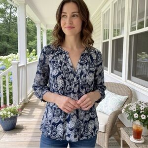 Gap Blue and White Paisley Top - Size S - NWOT